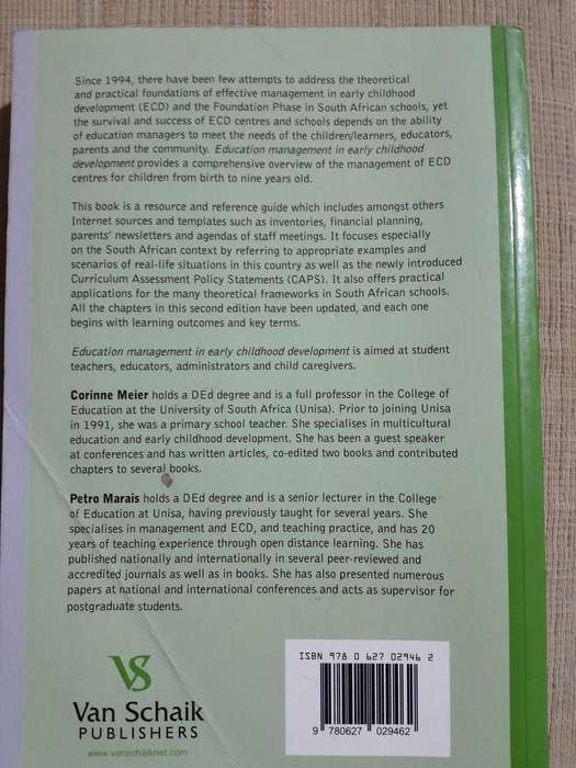 Education Management in Early Childhood Development - 2nd Edition - C. Meir & P. Marais.