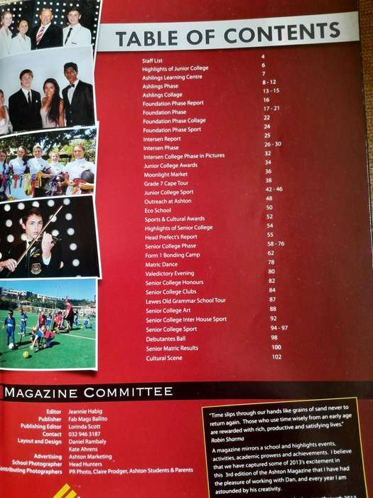 ASHTON INTERNATIONAL COLLEGE - BALLITO - 2013 MAGAZINE.