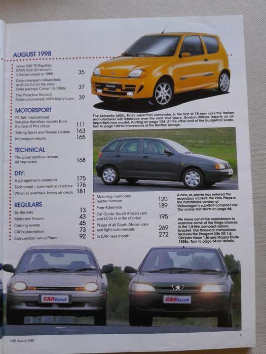 CAR MAGAZINE - August 1998.