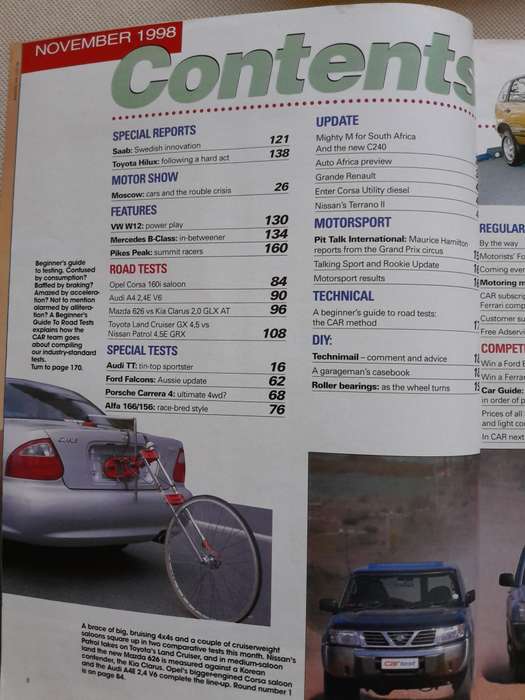 CAR MAGAZINE - November 1998.