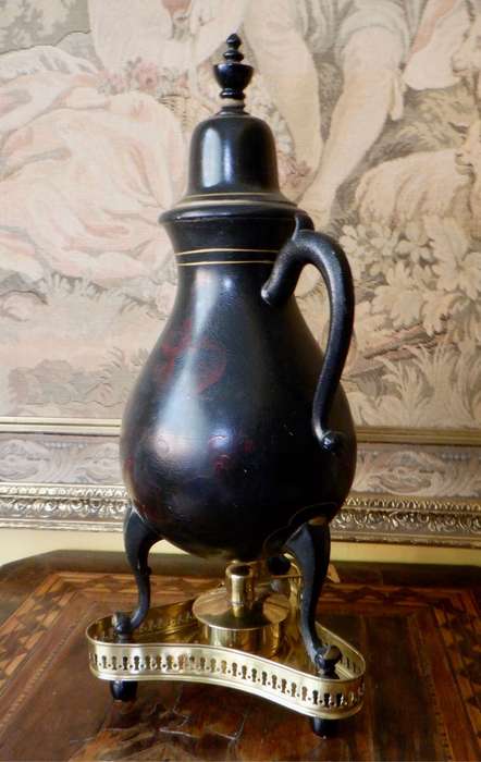 Vintage Dutch hand painted Teapot Samovar with brass tray