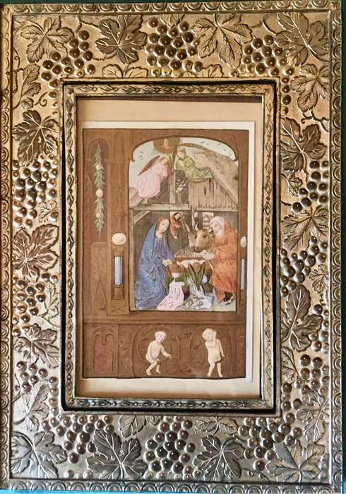 Vintage embossed folding photo frame with secret compartments