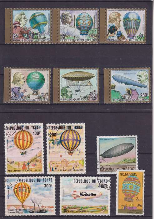 R15 SALE - COLLECTION OF THEMATIC STAMPS - AIRSHIPS, HOT AIR BALLOONS