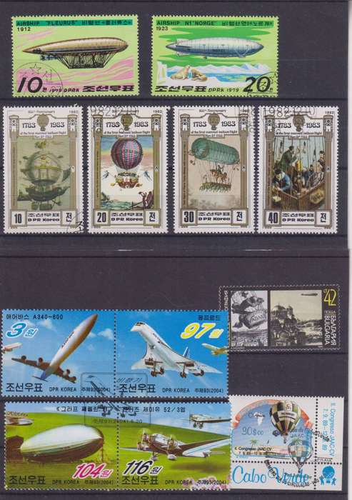 R15 SALE - COLLECTION OF THEMATIC STAMPS - AIRSHIPS, HOT AIR BALLOONS