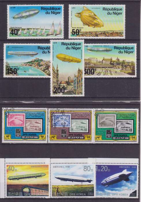 R15 SALE - COLLECTION OF THEMATIC STAMPS - AIRSHIPS, HOT AIR BALLOONS
