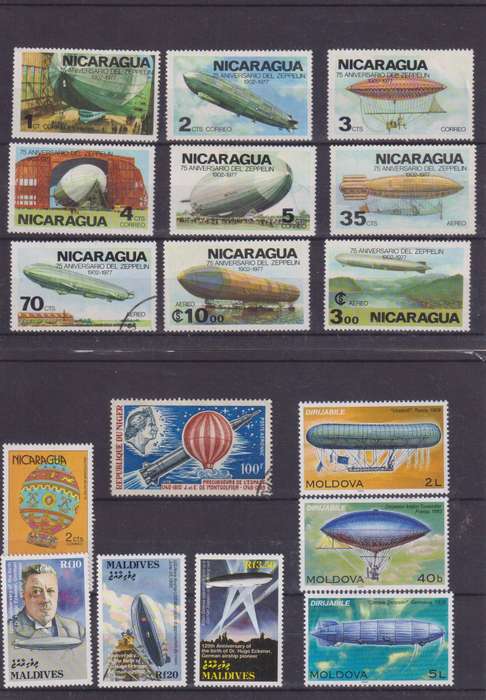 R15 SALE - COLLECTION OF THEMATIC STAMPS - AIRSHIPS, HOT AIR BALLOONS