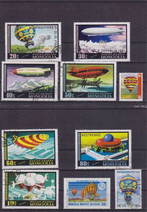 R15 SALE - COLLECTION OF THEMATIC STAMPS - AIRSHIPS, HOT AIR BALLOONS