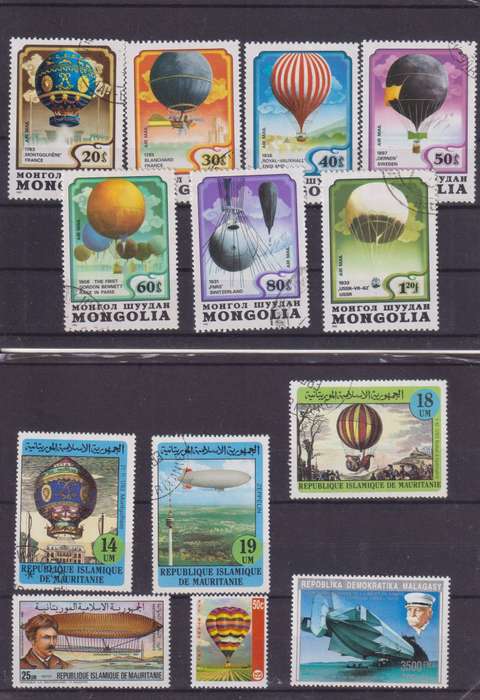 R15 SALE - COLLECTION OF THEMATIC STAMPS - AIRSHIPS, HOT AIR BALLOONS