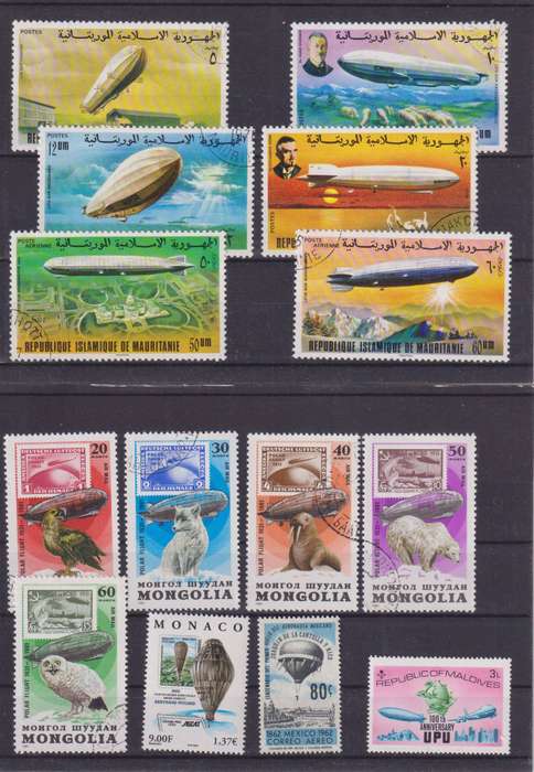 R15 SALE - COLLECTION OF THEMATIC STAMPS - AIRSHIPS, HOT AIR BALLOONS