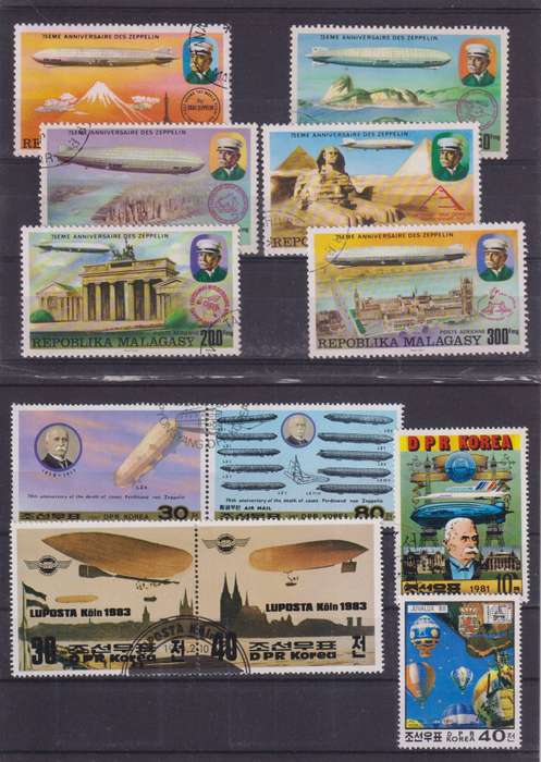R15 SALE - COLLECTION OF THEMATIC STAMPS - AIRSHIPS, HOT AIR BALLOONS