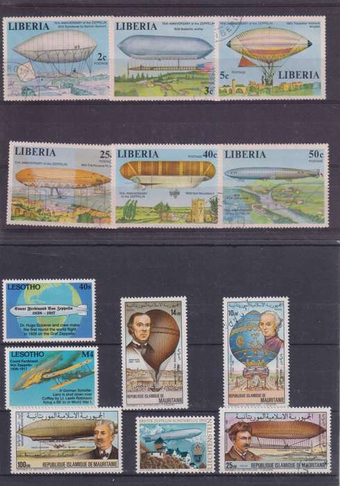 R15 SALE - COLLECTION OF THEMATIC STAMPS - AIRSHIPS, HOT AIR BALLOONS