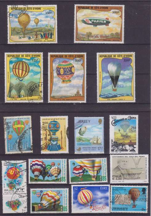 R15 SALE - COLLECTION OF THEMATIC STAMPS - AIRSHIPS, HOT AIR BALLOONS