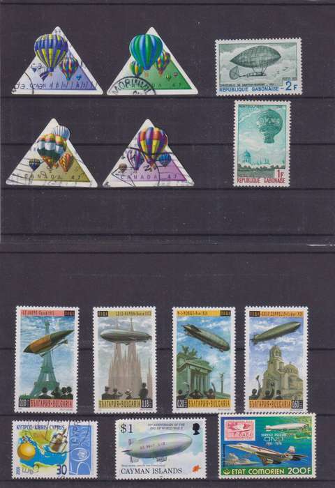 R15 SALE - COLLECTION OF THEMATIC STAMPS - AIRSHIPS, HOT AIR BALLOONS
