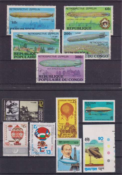 R15 SALE - COLLECTION OF THEMATIC STAMPS - AIRSHIPS, HOT AIR BALLOONS