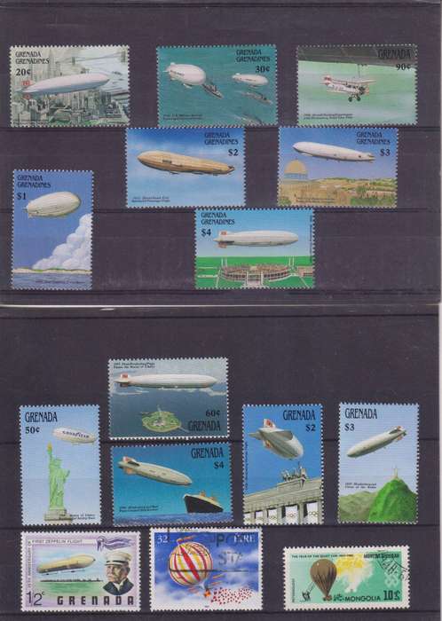 R15 SALE - COLLECTION OF THEMATIC STAMPS - AIRSHIPS, HOT AIR BALLOONS
