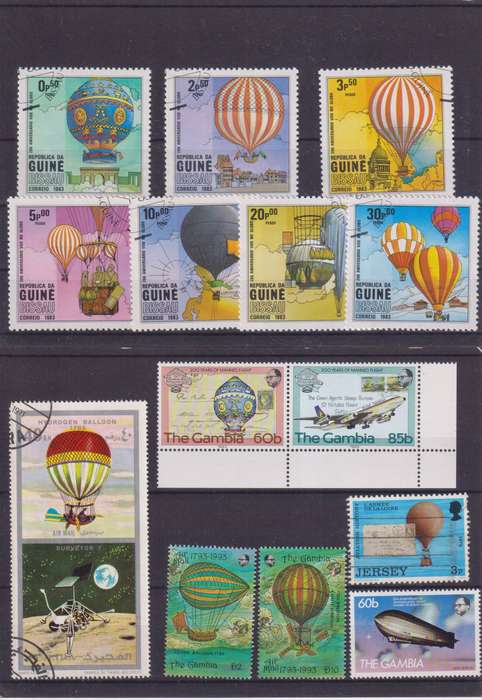 R15 SALE - COLLECTION OF THEMATIC STAMPS - AIRSHIPS, HOT AIR BALLOONS