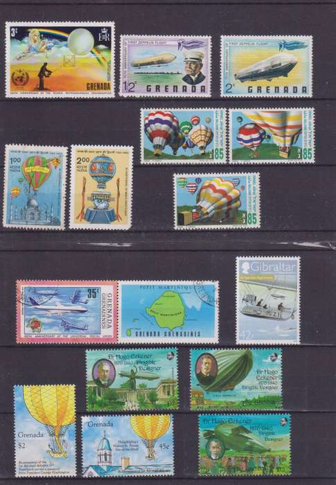R15 SALE - COLLECTION OF THEMATIC STAMPS - AIRSHIPS, HOT AIR BALLOONS