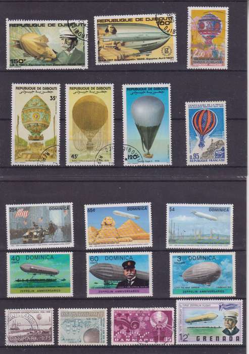 R15 SALE - COLLECTION OF THEMATIC STAMPS - AIRSHIPS, HOT AIR BALLOONS