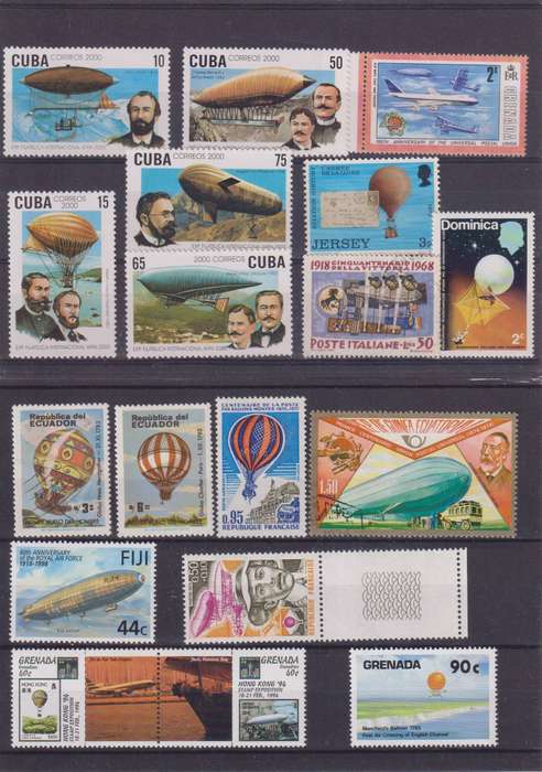 R15 SALE - COLLECTION OF THEMATIC STAMPS - AIRSHIPS, HOT AIR BALLOONS