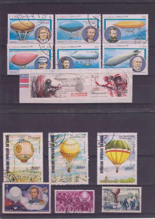 R15 SALE - COLLECTION OF THEMATIC STAMPS - AIRSHIPS, HOT AIR BALLOONS