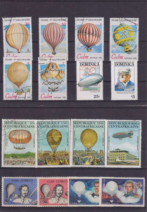 R15 SALE - COLLECTION OF THEMATIC STAMPS - AIRSHIPS, HOT AIR BALLOONS