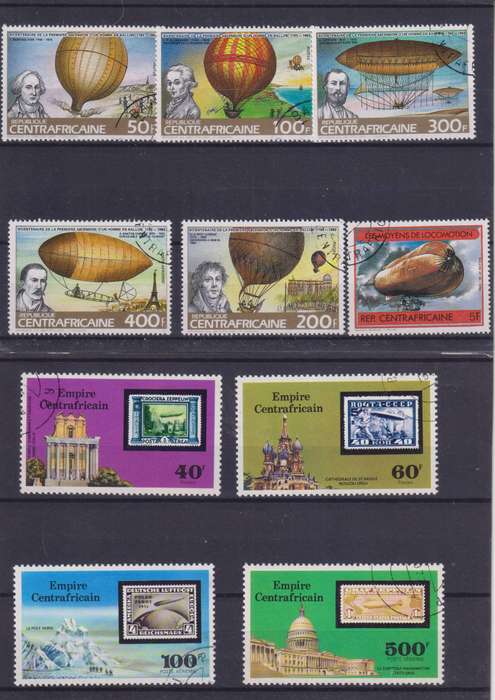 R15 SALE - COLLECTION OF THEMATIC STAMPS - AIRSHIPS, HOT AIR BALLOONS