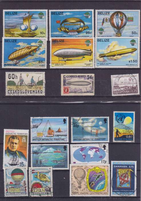R15 SALE - COLLECTION OF THEMATIC STAMPS - AIRSHIPS, HOT AIR BALLOONS