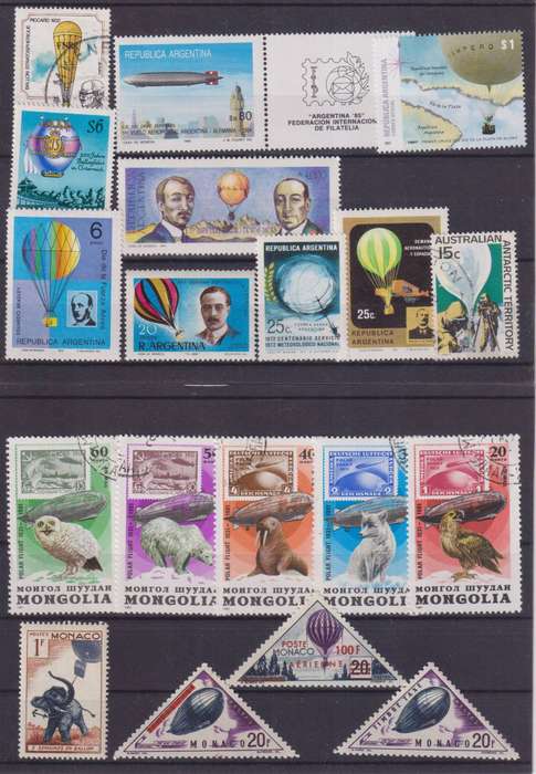 R15 SALE - COLLECTION OF THEMATIC STAMPS - AIRSHIPS, HOT AIR BALLOONS
