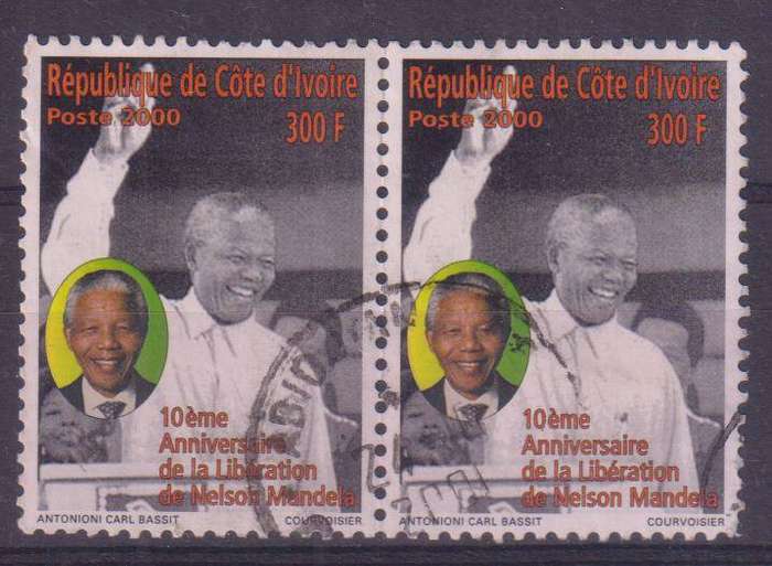 2 X IVORY COAST STAMPS - NELSON MANDELA