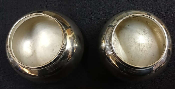 2 Matching Silver Metal Jars