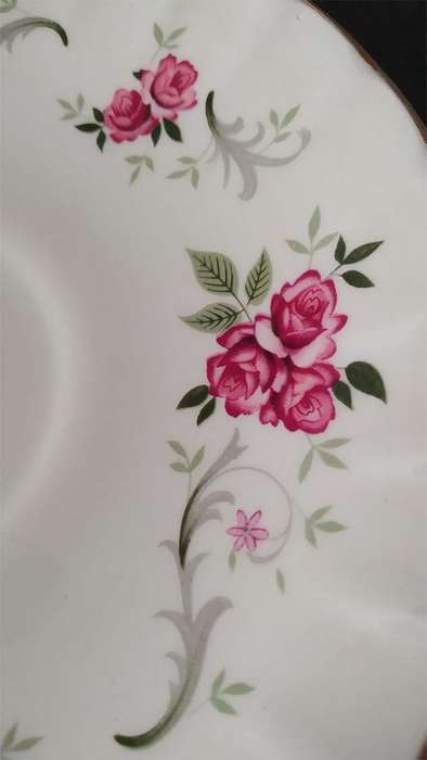 Pair of Vintage Royal Bouquet Ridgway Saucers - White Mist