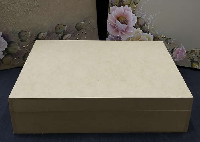 Raw MDF Large Tea Box with Metal Hinges - 8 Division