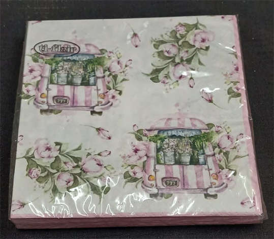 Imported Pack of Flower Truck Serviettes - 20 Serviettes x 3Ply