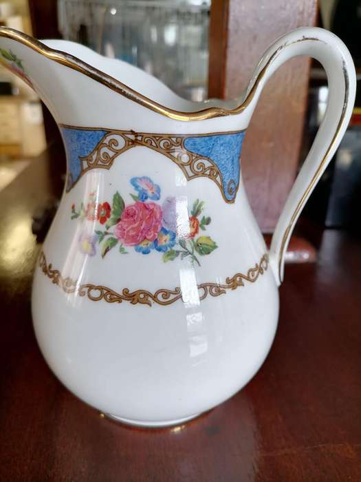 RARE ANTIQUE 481HAMMERSLEY & CO BONE CHINA BLUE FLORAL SPRAY MILK JUG
