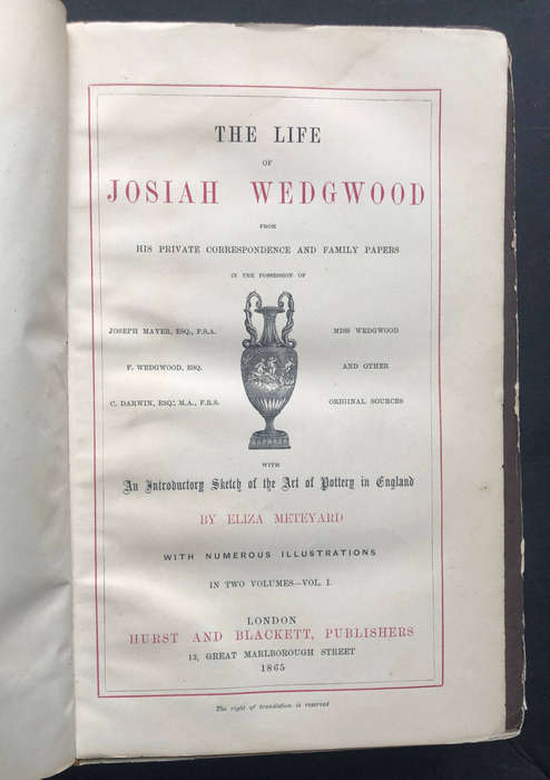 The Life & Works of Wedgwood Volume l First Edition 1865 504 Pages