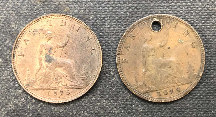 FARTHING 1875H AND 1879 UK COLLECTION OF 2