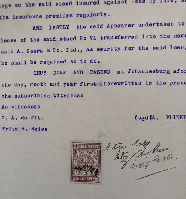 STAMP ZUID AFRIKAANSCHE REPUBLIEK ZEGELREGT 1899 TWO SHILLINGS AND SIXPENCE ON DEBT DOCUMENT