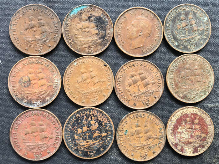HALF PENNY 1941 1942 x 9 1943 1945 UNION OF SOUTH AFRICA COLLECTION OF 12
