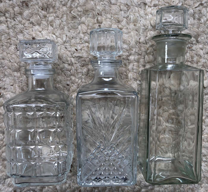 GLASS DECANTERS COLLECTION OF THREE