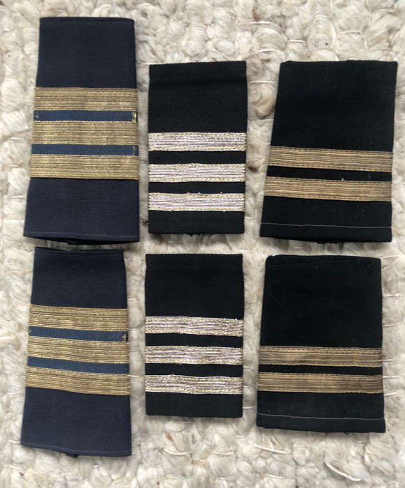 PILOT'S UNIFORM STRIPES, SENIOR FIRST OFFICER, SECOND OFFICER AND TRAINEE