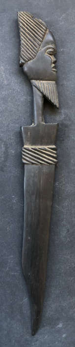 AFRICAN KNIFE OR DAGGER WOOD HAND CARVED