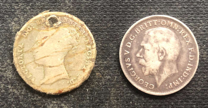 FOUR PENCE 1842 AND THREE PENCE 1917 SILVER UK COLLECTION OF TWO COINS