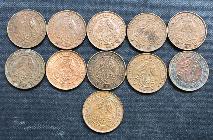 FARTHINGS 1942-1952 1943 COIN (START OF CRACKED DIE) UNION OF SOUTH AFRICA COLLECTION 11 GEORGE VI