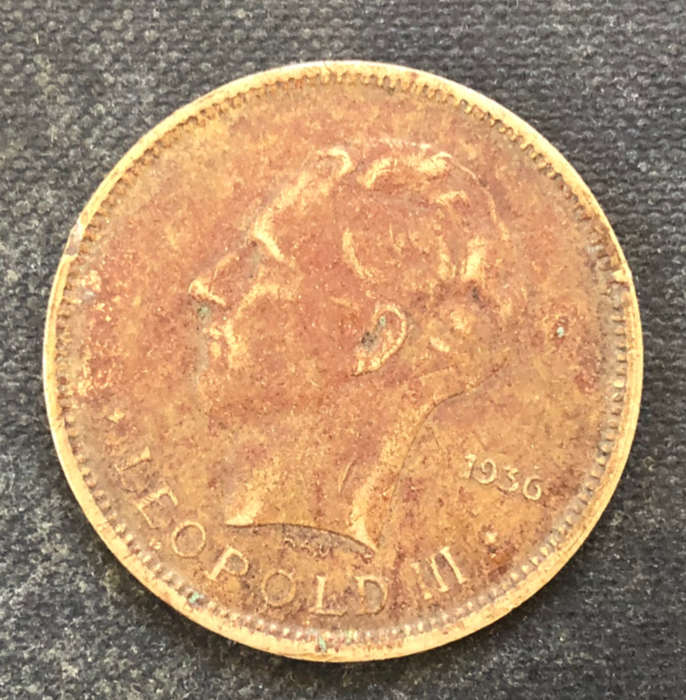 BELGIAN CONGO 1936 FIVE FRANCS