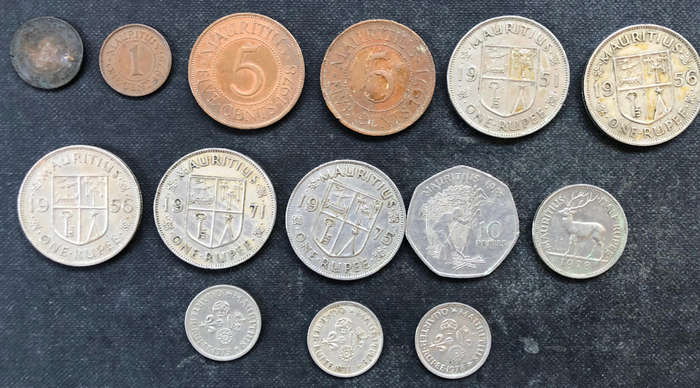 MAURITIUS 1883 1951 1956 1971 1975 1978 1997 1 Cent 5 Cents Quarter Rupee Half Rupee 1 Rupee 10 ....