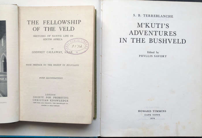 M'Kuti's Adventures in the Bushveld by Terreblanche The Fellowship of the Veld by Callaway