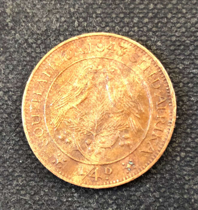 FARTHING UNION OF SOUTH AFRICA 1943 STRIPES