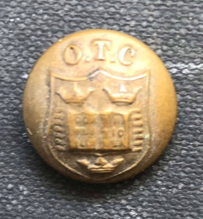 MILITARY BRASS BUTTON OXFORD UNIVERSITY OFFICERS TRAINING CORPS SIGNED HOBSON & SON