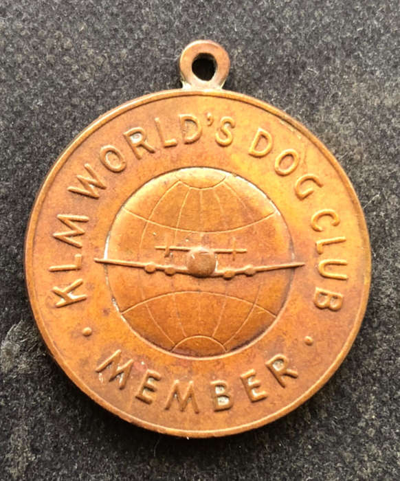 KLM World's Dog Club Member Vintage Brass Dog Tag