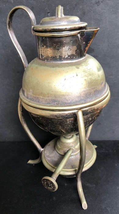 SILVER PLATED CHOCOLATE POT AND WARMER ASPREY ENGLAND